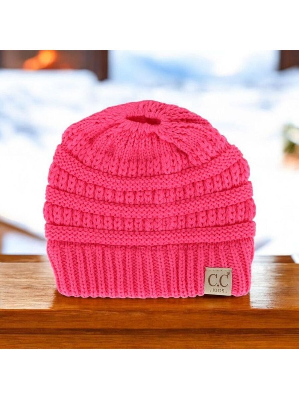 C.C Kids Hot Pink Ribbed Knit Beanie